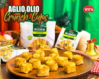 Aglio Olio Crunch Cups with Vit’s Italian Mi Goreng Aglio Olio
