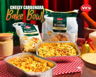 Cheesy Carbonara Bake Bowl with Vit’s Italian Mi Goreng Carbonara