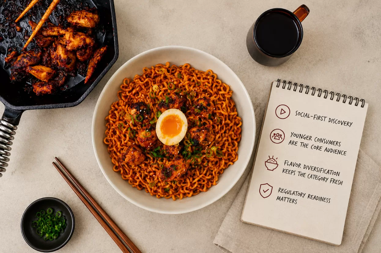 Spicy Instant Noodle OEM: Riding the Global Buldak-Style Trend in 2026 Spicy instant noodles are a strong OEM opportunity driven by social media, younger consumers, flavour innovation, and growing demand for export ready products.