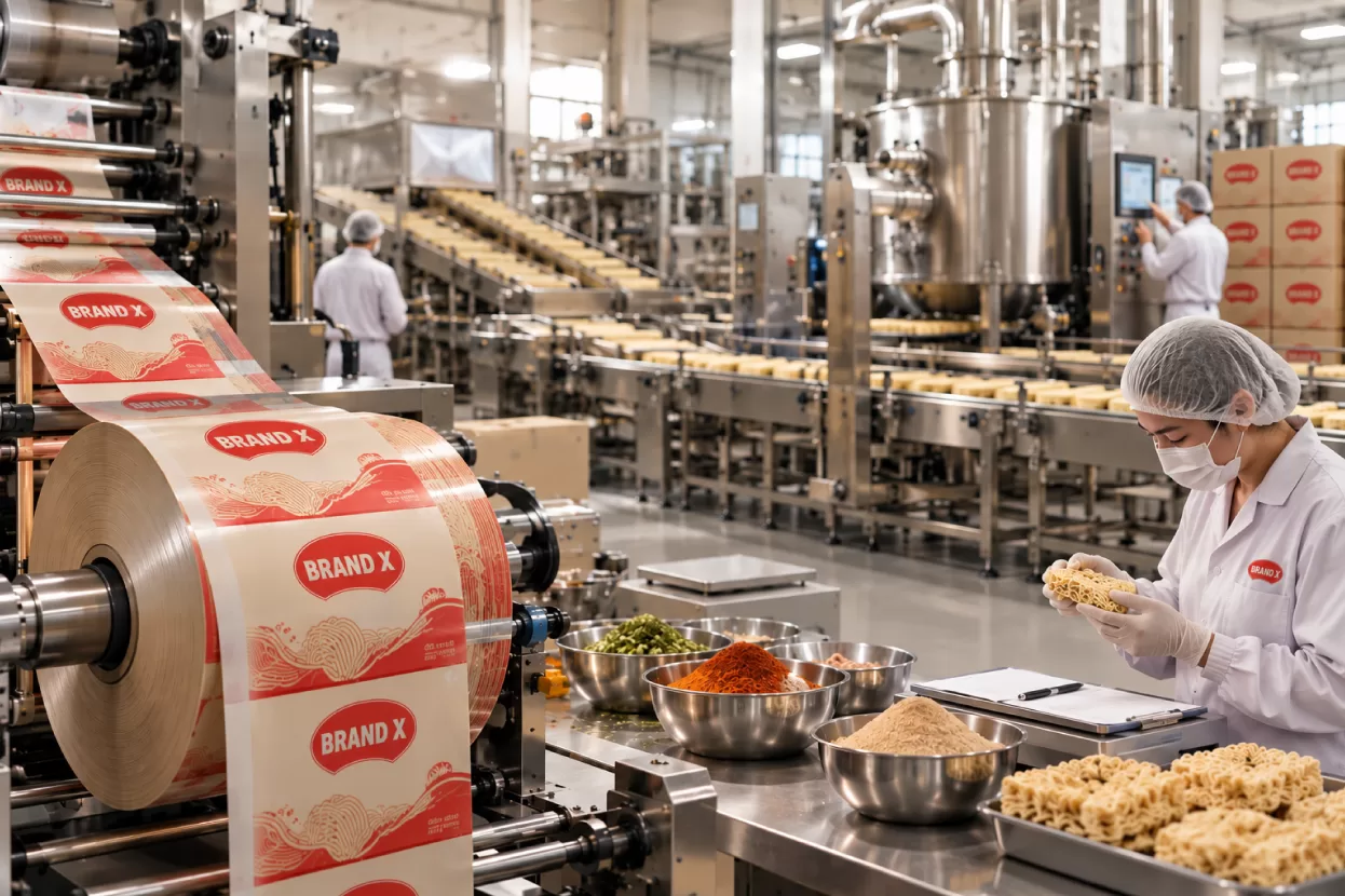 How Much Do You Really Need to Order for Your Own Instant Noodle Brand? MOQ is driven by fixed costs like packaging, seasoning, changeovers, quality checks, and certification.